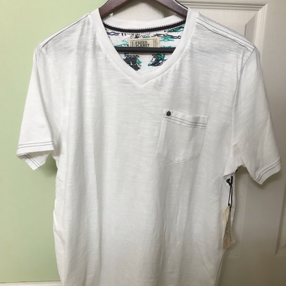 Free Planet V-neck pocket tee, new with tag